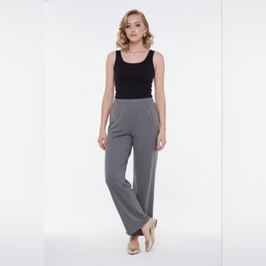 Eileen Fisher SZ XL Pull On Gray Stretch Casual Lounge Pants Straight Leg
